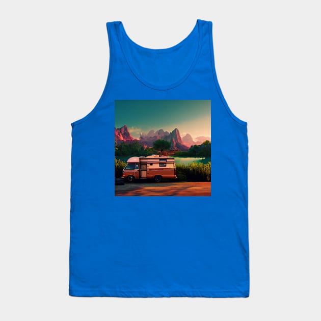 Van Life Camper RV Outdoors in Nature Tank Top by Grassroots Green